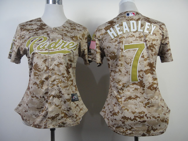 Women San Diego Padres #7 Headley Camo MLB Jerseys->women mlb jersey->Women Jersey